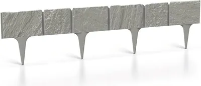 Produktbild von Rasenkante Stein-Optik 15,6m Grau – Gartenpalisade Kunststoff Wetterfest, Beeteinfassung Mähkante flexibel, Beetumrandung Set (20 Module ? 78,5cm)