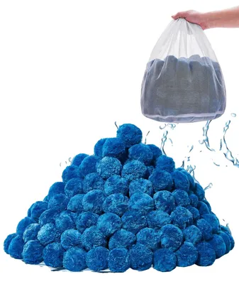 Image de VEVOR Billes de filtre à sable 1,42 kg, Billes de filtre de remplacement pour le sable de piscine, réutilisables, polyester bleu, convient pour les piscines, piscines hors sol