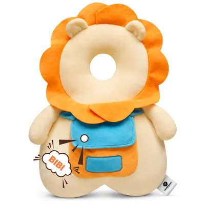 Produktbild von Vulpes Goods Baby Kopfschutz, Baby Kopfschutzkissen, Sicherheitskissen, Sturzrucksack, Verstellbar, 3D Atmungsaktiv, Sicheres Laufenlernen, Löwe, KI-generiertes Bild