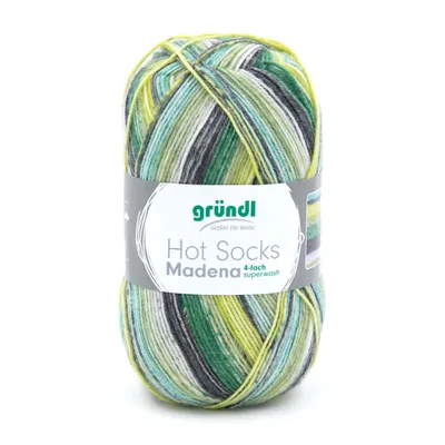 Produktbild von Gründl Hot Socks Madena,4-fach,Sockenwolle,75% Schurwolle/25% Polyamid, 02 neprun-color-mix