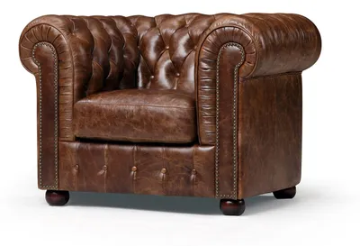 Zdjęcie produktu dla Sofa tapicerowana skórzaną tapicerką, styl antyczny, jednoosobowa