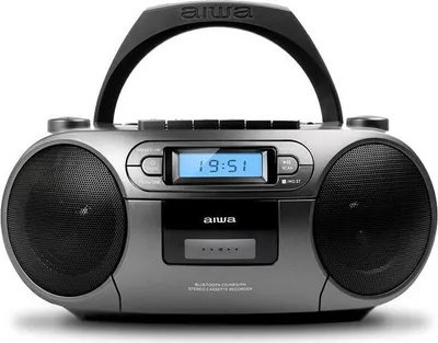 Produktbild von Aiwa BBTC-550BK - Tragbares Kassettenradio mit CD, Bluetooth und USB, Kassettenrecorder. Farbe: Metallic Grau