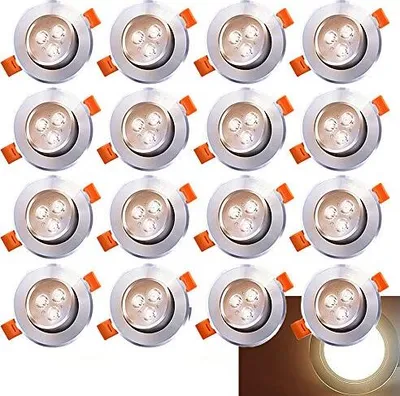 Obrázek produktu pro Wolketon 20x LED zapuštěné reflektory otočné 3W osvětlovací stropní svítidlo zapuštěné svítidlo teplá bílá zapuštěné stropní světelné skvrny 230V