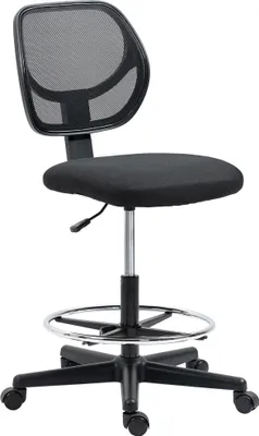 Obrázek produktu pro Fortuna Lai Stohací židle do kanceláře, výškově nastavitelná ergonomická kancelářská židle, otočná židle s nastavitelnou opěrkou nohou, černá barva pro pohodlnou práci