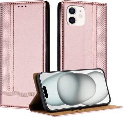 Immagine prodotto di Custodia per iPhone 12 in pelle con funzione di supporto Rosa