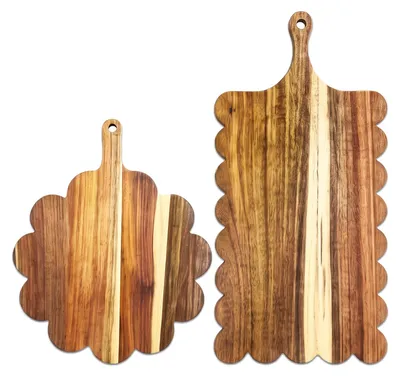 Schneidebrett-Set aus Akazienholz, 2er-Set mit Griff