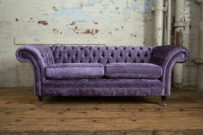 Produktbild von Cheserfield Samt Sofa 3 Sitzer Designer Couchen Couch Stoff Polster Lila Textil