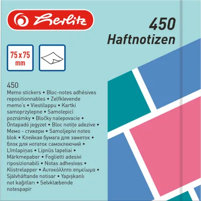 Produktbild von herlitz Haftnotizblock - 75 x 75 mm - 450 Blatt - farbig
