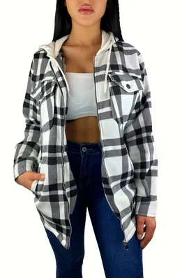 Produktbild von Worldclassca Damen Oversized HOLZFÄLLERHEMD HEMDJACKE MIT Kapuze KARO Hemd KARIERT LANGARMHEND Brusttaschen HEMDBLUSE Bluse Shirt Designer Fashion Blogger NEU XS-XL 36-44