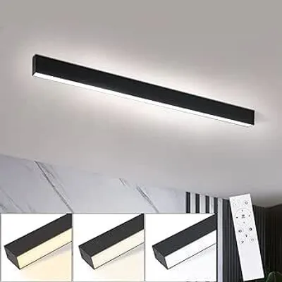 Zdjęcie produktu dla ZMH LED lampa sufitowa do salonu lampa sufitowa 25W nowoczesna czarna lampa sufitowa 80CM ściemnialna z pilotem do sypialni kuchni biura jadalni