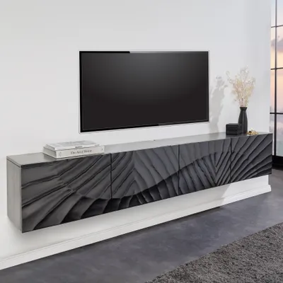 Produktbild von riess-ambiente Massives TV-Lowboard SCORPION 200cm schwarz hängend Mangoholz 3D-Design TV-Schrank Kommode Anrichte
