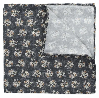 Produktbild von Lancerto Dunkelgraues Seiden-Einstecktuch Blumenmuster