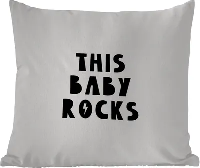 Produktbild von MuchoWow® Outdoor Kissen - Zitate - Dieses Baby rockt - Baby - Kinder - Sprichwörter - 50x50 cm - Wetterfest - Lounge Kissen - Komfortabel - Kissen mit Bild