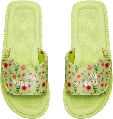 Produktbild von Kubota Badelatschen mit Klettverschluss und Blumenmuster Pantoletten Sandalen Damen "Velcro" Grün, 37