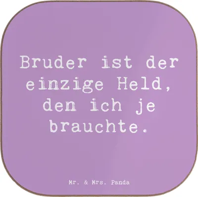 Produktbild von Mr. & Mrs. Panda Untersetzer Glas Spruch Bruder Held - Lavendeltraum - Geschenk, Bruderherz, Brüderliche Liebe, für Gläser, unterleger, Tapferkeit, Brüderlichkeit, Freude