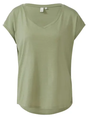 Produktbild von s.Oliver Damen T-Shirt mit V-Ausschnitt, weiche Qualität, lässig und feminin