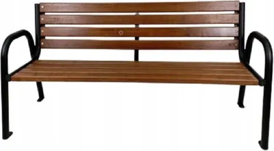 Image de QLS Banc de jardin en acier Banc public Banc de jardin Mobilier de jardin Dossier en bois Bruxelles S 9530