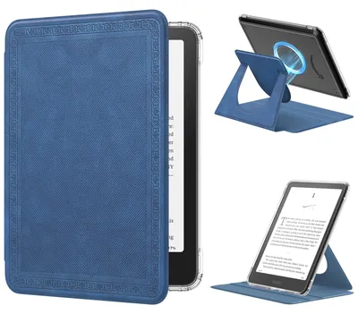 Produktbild von MoKo 360°Drehbar Hülle für 7" Ebook Reader 2024/2025,Blau Vintage Twill