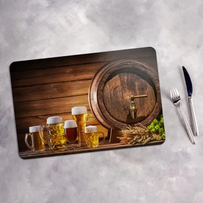 Produktbild von Tischset 6x45x30 cm + 6x10fi cm Platzset Tischmatte Platzmatte Untersetzer -  Bier Fass