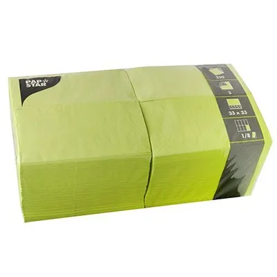 Produktbild von Servietten, 3-lagig 1/8-Falz 33 cm x 33 cm limonengrün