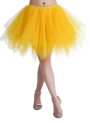 Produktbild von Karneval Erwachsene Damen 80's Tüllrock Tütü Röcke Tüll Petticoat Tutu Gelb