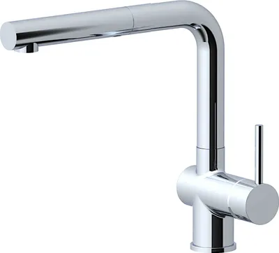 Produktbild von AquaCucina NIEDERDRUCK Armatur LAGO S in CHROM mit Zugauslauf / Küchenarmatur / Einhebelmischer