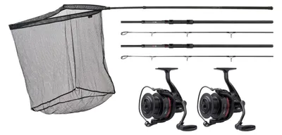 Produktbild von JRC Rova LT 2 Rod Combo Karpfenkomplettset Angelset Premium Karpfencombo 2x Karpfenrute 2x Angelrolle + Karpfenkescher