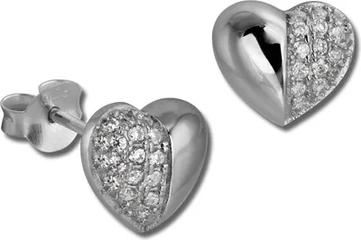 Image de SilberDream blanc Boucles d'oreilles cœur zircon argent doré à la rose GSO2907J