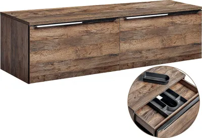 Produktbild von Waschtischunterschrank 160cm mit 2 Auszügen PUEBLA-56 in Vintage Oak Eiche, B/H/T 160,4/48,5/46 cm