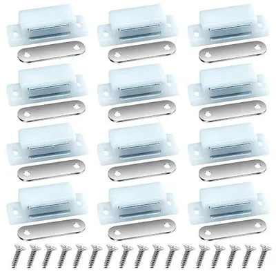 Zdjęcie produktu dla Zatrzaski magnetyczne do szaf drzwi szuflad biały zestaw 12 szt