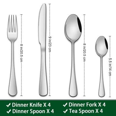 Produktbild von Besteckset aus Edelstahl, 16-teilig, für 4 Personen, spülmaschinenfest