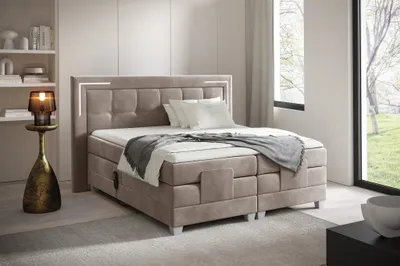 Produktbild von Boxspringbett Elektrisch Bett DORES 200x200cm in Stoff Fresh Macchiato