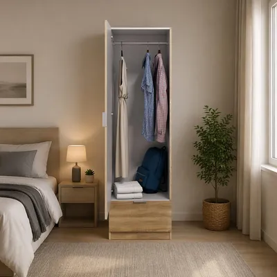 Immagine prodotto di Dello - Guardaroba 1 Anta, Marrone Rovere, un Ripiano