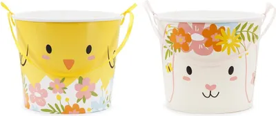 Image de Chercher les œufs de Pâques Seau de bonbons 2 pièces Panier de Pâques 14 cm de haut pour les enfants