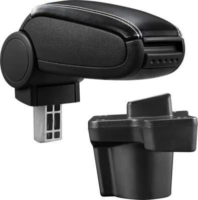 Produktbild von Armlehne Mittelarmlehne Leder Bezug Schwarz / Weiß für Mazda 2 Typ DJ ab 2014-
