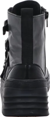 Produktbild von Gemini Damen Stiefelette Biker Boot Riemen Schnalle Keilabsatz 033650-02, Größe:39 EU, Farbe:Grau