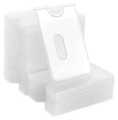 Produktbild von 60 Stück Karten Schutzhülle, 5,8 x 9,1cm Kreditkartenhülle Hartplastik, Transparent Scheckkartenhülle Ausweishülle für Bankkarten, Kreditkarten, Geldkarten