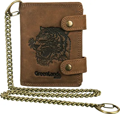 Produktbild von GreenLand Nature Leder Geldbörse Monte RFID Wallet With Chain Tiger braun