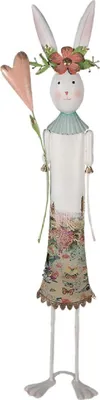 Produktbild von Clayre & Eef Dekorationsfigur Kaninchen 88 cm Weiß Rosa Metall