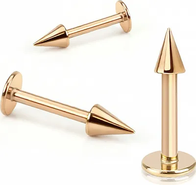Produktbild von Labret Piercing Lippenpiercing Stab Monroe Madonna Medusa Stecker Stud Rosè Gold Spike Spitze rosegold 1,2 mm 8 mm