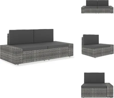 Image de vidaXL Canapé modulaire 2 places Poly rotin gris - éléments de canapés de jardin