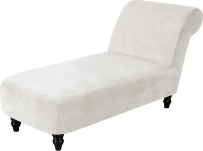 Produktbild von Velvet Armless Chaise Longue Sofa Schonbezug, Stretch Leisure Stuhlbezug Recliner Sofabezug Rutschfester Möbelschutz für Liegesofa(Weiß )