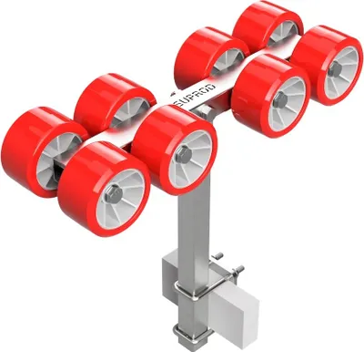 Immagine prodotto di 8 volte Rotoli carrello per il lancio delle barche rimorchio de barca pneumatici in TPU SUPROD RKSRLX-8-TPU, Ø 120 mm, rosso/grigio
