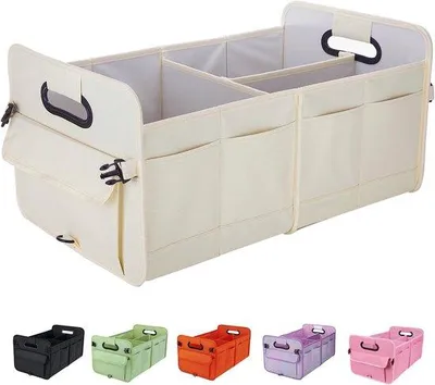 Immagine prodotto di Organizer regolabile per il bagagliaio dei SUV - con scomparti multipli e cinghie - bianco