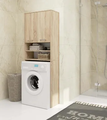 Image de Meuble de salle de bain au-dessus du lave-linge MERALYA - chêne sonoma