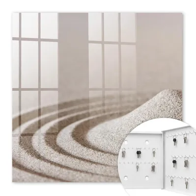 Produktbild von Metall Schlüsselkasten 30 x 30 cm - weißer Schlüsselschrank zur Wandmontage - wandhängende Schlüsselbox mit Tür - rechts öffnend - Schlüsselaufbewahrung für Flur - Büro - Arbeitszimmer - Werkstatt - Garage - Zen-Garten