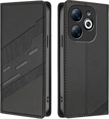 Produktbild von Hülle für Infinix Smart 8 Pro, Kunstleder Brieftaschen Handyhülle mit Kartenfach und Standfunktion Schwarz