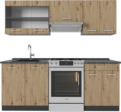 Produktbild von Küchenzeile Vicco R-Line Artisan Eiche/Anthrazit 200 cm , AP Anthrazit, Model 48955