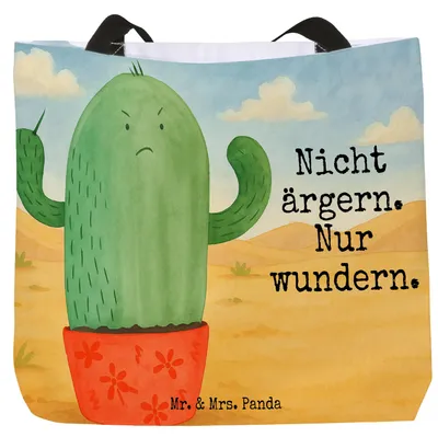 Produktbild von Mr. & Mrs. Panda Reisetasche Kaktus Wut Design - Weiß - Geschenk, wütend, Kakteen, Tasche, Einkaufstasche, Schultasche, Laptoptasche, Tote Bag, Kollege, Chefin, Büro