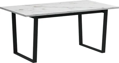 Image de Amble Table de salle à manger 90x160cm impression marbre blanc.